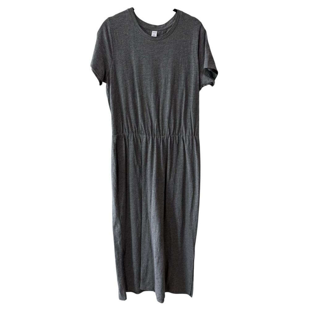 Old Navy Heathered Short Sleeve Knit Elastic Waist Maxi Dress Gray Size Medium